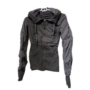 LULULEMON Dance Studio Jacket Size 4: Grey/ Gray Reversible Hooded Zip Up